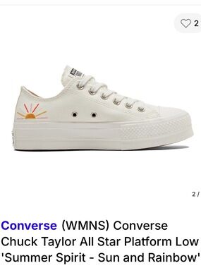 Converse Platform Low — Cream Canvas with Sun Embroidery